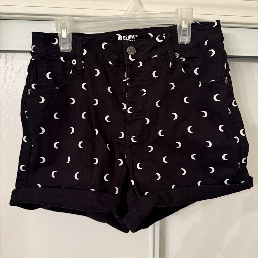 Women's Black Moon Print Shorts